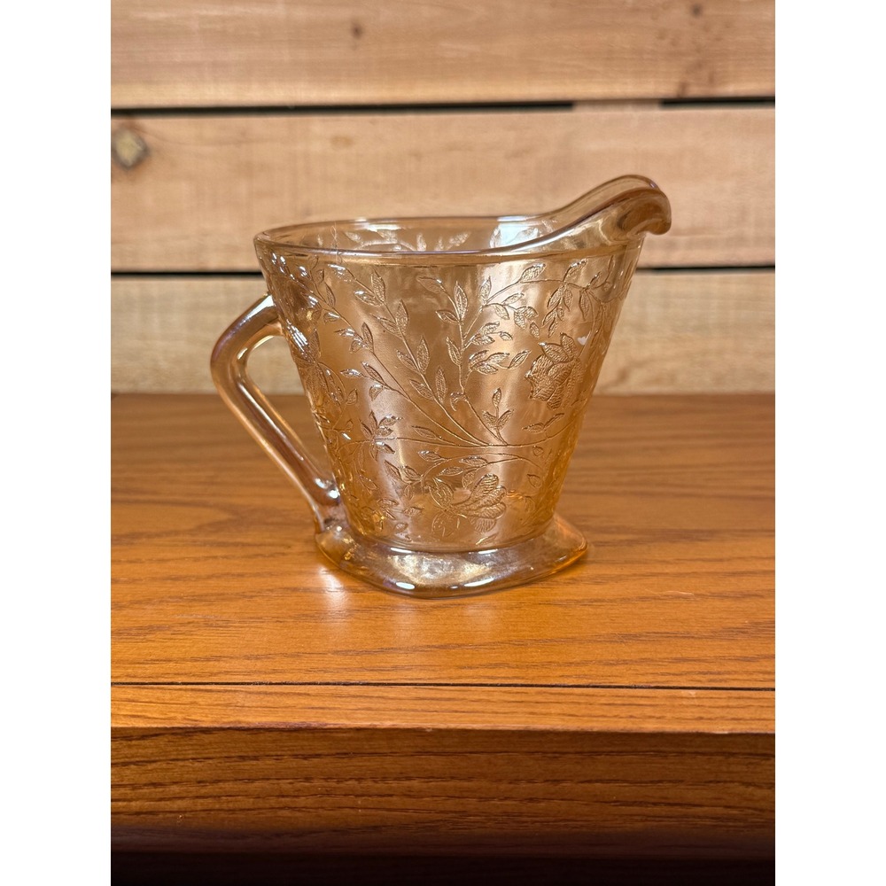 Vintage Federal Glass Sharon Cabbage Rose Amber Depression Glass Creamer